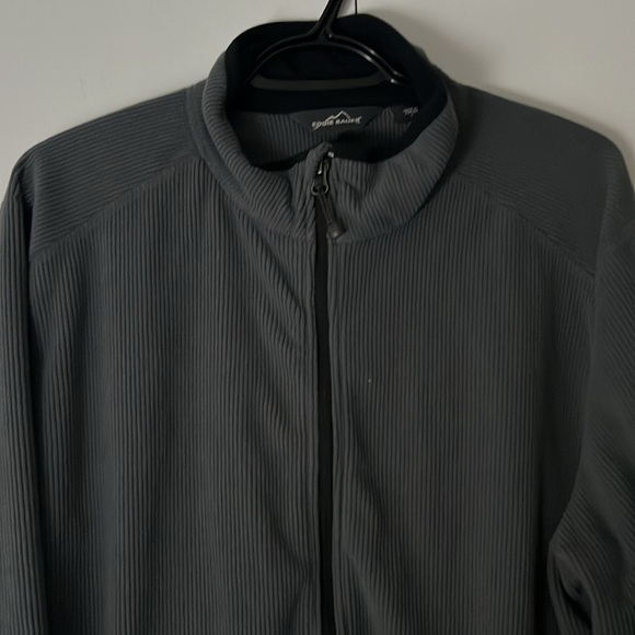 NWT Eddie Bauer Men's Dark Grey Stretch Fleece Jacket Large - Picture 3 of 15